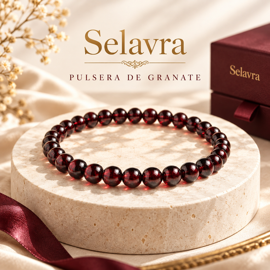 Selavra Pulsera de Granate -  Potencia la atracción y revive el vínculo que deseas con la elegancia milenaria del granate auténtico.