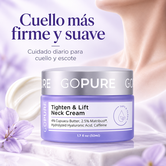 GOPure™ Crema Reafirmante - Reafirma tu belleza cada día con un cuello más firme, terso y visiblemente más joven.